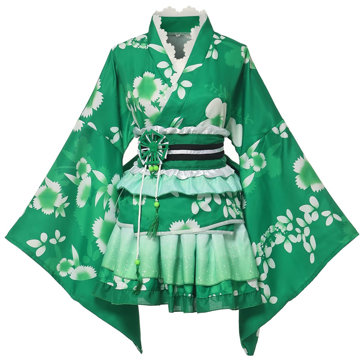 GRACEART Japanese Kimono Anime Cosplay Costume Halloween Fancy Dress Cherry Blossoms Pattern Robe with Frill Skirt for Women