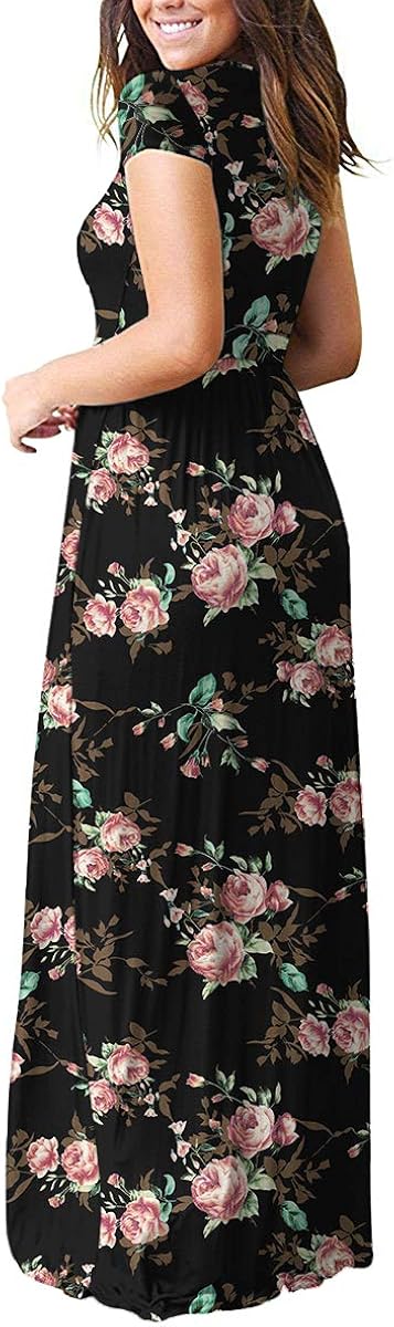 VIISHOW Women's Short Sleeve Empire Waist Maxi Dresses Long Dresses with Pockets at  Women’s Clothing store