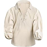 Kids Pirate Renaissance Costume Shirts, Medieval Viking Retro Costumes Shirt for Boys Halloween Party Cosplay 4-12 Years