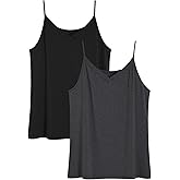 Latuza Women's Bamboo Viscose Cami Pajamas Top V Neck Camisole Tank Tops 2 Pack