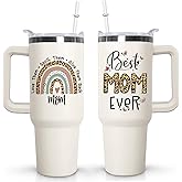 Ceovfoi Mom Tumbler with handle Lid and Straw,40 oz Best Mom Ever Vacuum Insulated Travel Coffee Mug CupTumbler, Mothers Day Gifts from Daughter Birthday Gifts for Mom