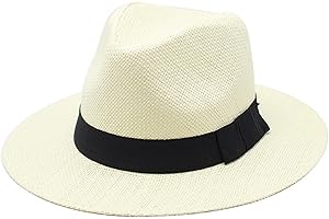 Classic Panama Hat Panama Hat Men Panama Hats for Women Straw Summer Hats for Men and Women (White B)