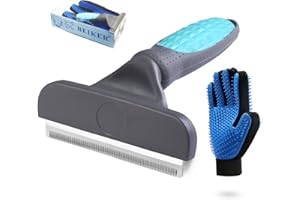 BEIKER Dog Grooming Kit for Short Haired Dogs, Undercoat Deshedding Tool Set, Gently and Effectively Remove Loose Hair and Reduce Shedding, Includes a Brush and a Double-sided Silicone Glove