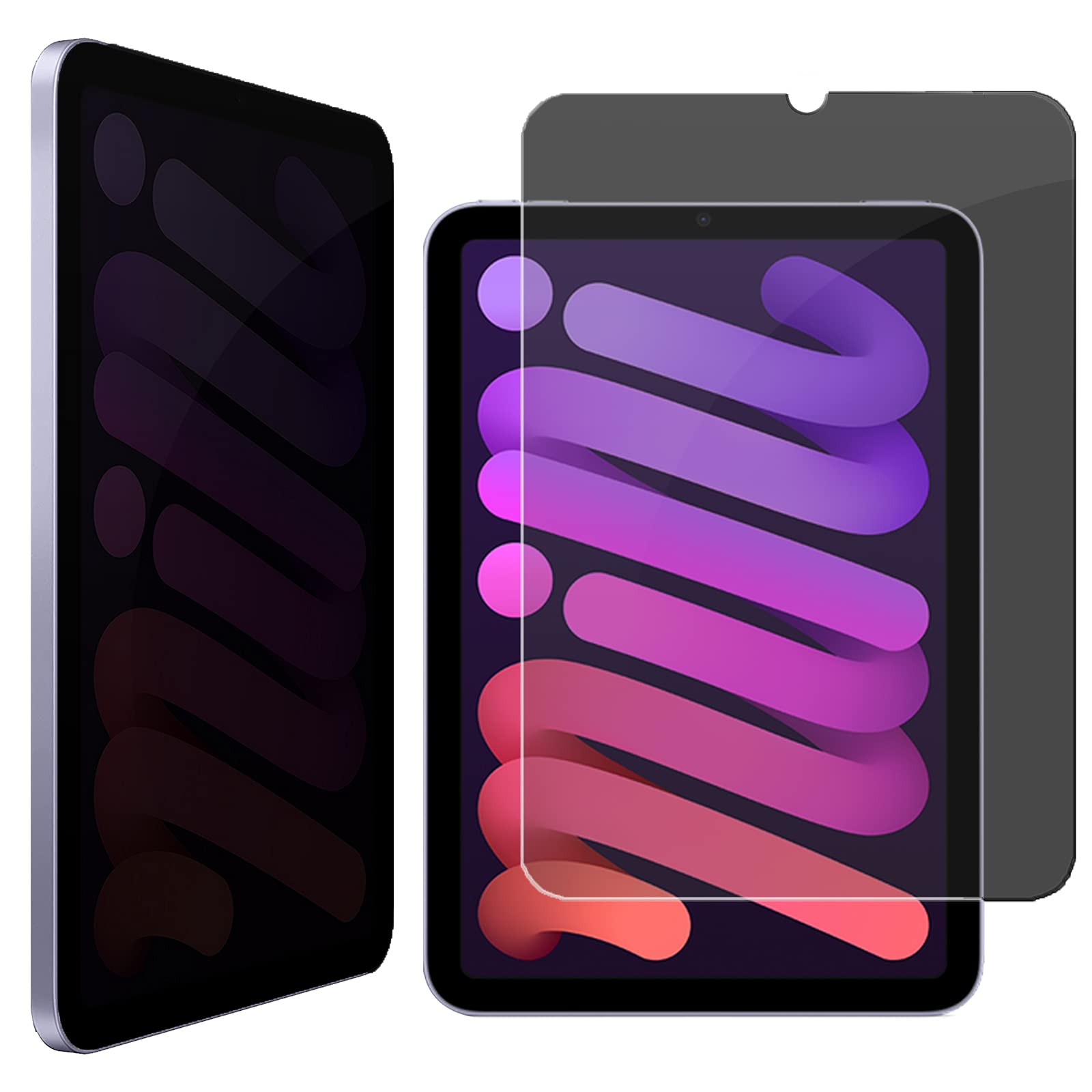 Miimall Privacy Screen Protector Compatible With iPad Mini 6, HD Tempered Glass Film 9 Hardness Shatterproof Waterproof Oil-Proof Bubble-Free Screen Protector for iPad Mini 6th Generation 2021