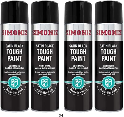 Simoniz Tough Satin Black Spray Paint - 4 x 500ml
