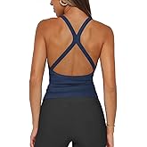 Hragc Womens Halter Tops Racerback Workout Tank Top for Women Plunge V Neck Split-Back Spaghetti Strap Fitted Ribbed Shirts
