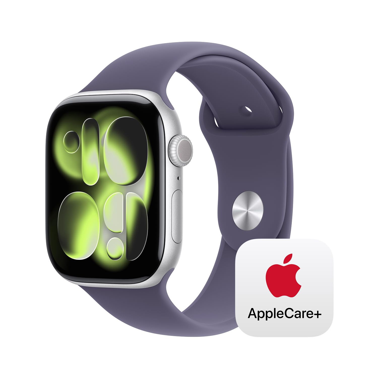 Apple Watch Series 11 [GPS + Cellular 46mm] Smartwatch with Silver Aluminium Case with Purple Fog Sport Band - M/L. Sleep Score, Fitness Tracker, Health Monitoring with AppleCare+ (2 Years) Image