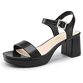 DREAM PAIRS Women's Platform Heels Block Chunky Open Toe Ankle Strap Heel Fashion Wedding Party Dress Sandals Shoes