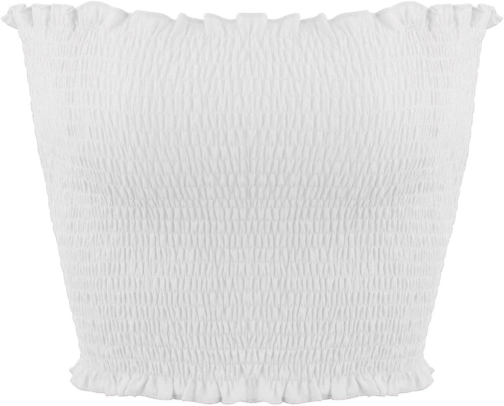 Sweetbei JWomens Strapless Pleated Summer Sexy Bandeau Tube Crop Tops