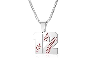 Wikavanli Personalized Baseball Jersey Number 00-99 Necklace - Stainless Steel Baseball Chain Pendant Necklace - Team Jewelry Gift for Boys, Girls, Men, Women