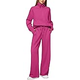 Casly Lamiit Women's 2 Piece Outfits Lounge Set 2025 Oversized Half Zip Sweatshirt Wide Leg Sweatpant Set Sweatsuit Tracksuit