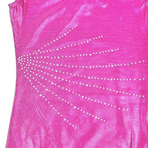 Tigerhu Leotards for Girls Gymnastics Athletic Sparkly Dancewear Activewear, Rose Red 12