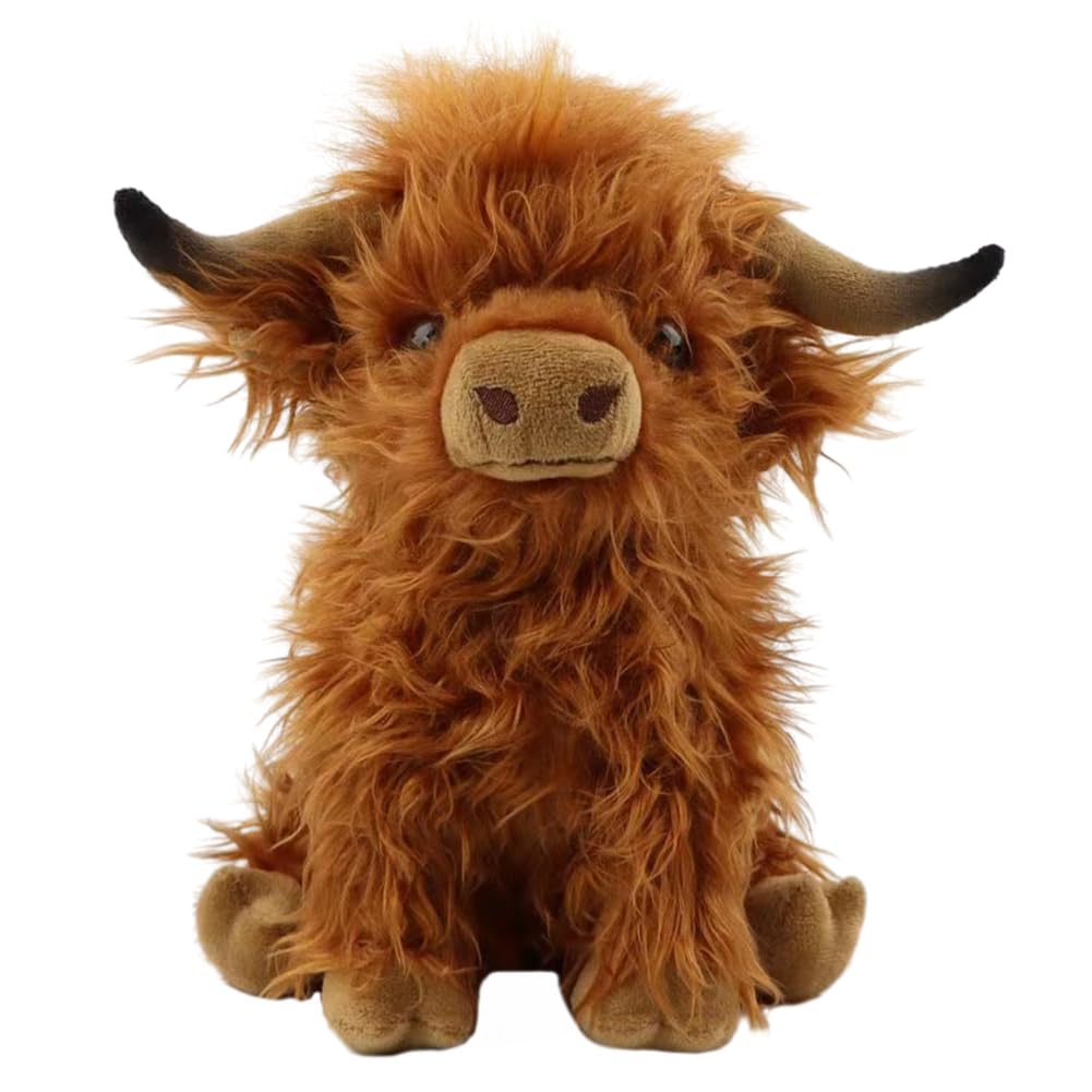 FaLkiN Highland Stuffed Animal Doll, Cow Plush Doll, Plush Highland Cow, Animal Throw Plushie Pillow Doll, Present For Every Age & Occasion 25cm
