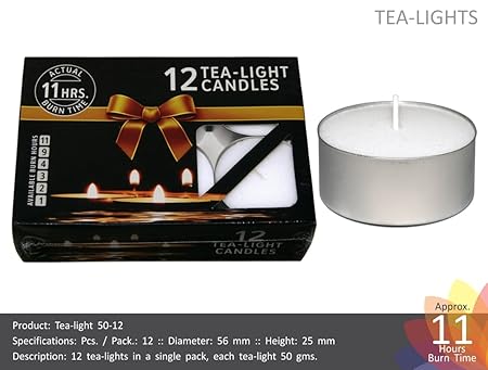 Nanki Trades Round Wax Giant Tea Light Candles (5.6 cm x 5.6 cm x 2.5 cm, White, Set of 12)