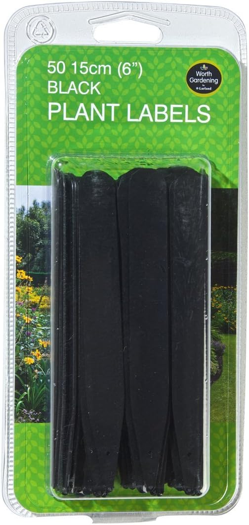 W0877 Garland 15cm (6") Black Plant Labels (50), 6 inches