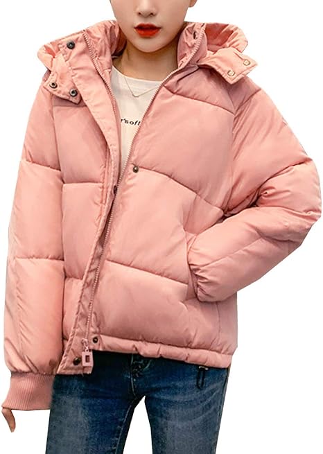Amazon マノンクローゼット ダウンコート ショート丈 フード付きダウン 冬 韓国風 アウター ダウン ダウンジャケット 長袖 上着 コート ゆったり 冬服 レディースファッション ファッションレディース 防寒 無地 カジュアル フード付き 可愛い服 レディース服冬 韓国