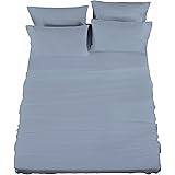 Raymond Waites 4 Piece Sheet Set, Cotton Rich, 400-Thread Count, Dusty Blue, Queen Sheet Set