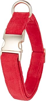 YUDOTE Ultra-soft Corduroy Dog Collar Small Red Cotton view 5