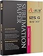 A-SUB Sublimation Paper 8.5x11 Inch 110 Sheets for Any Inkjet Printer which Match Sublimation Ink 125g