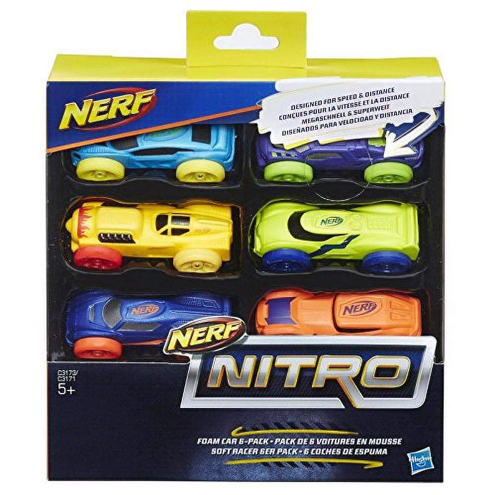 Nerf C3173EL20 Nitro Foam Car 6-Pack