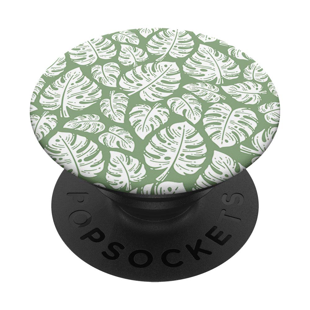 Pastel Light Green Monstera Leaves Simple Color Design PopSockets PopGrip: Swappable Grip for Phones & Tablets