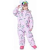 SNBOCON Kids Girls Boys Waterproof Colorful One Piece Snowsuits Coveralls Ski Suits Jackets Winter Jumpsuits