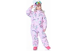 SNBOCON Kids Girls Boys Waterproof Colorful One Piece Snowsuits Coveralls Ski Suits Jackets Winter Jumpsuits