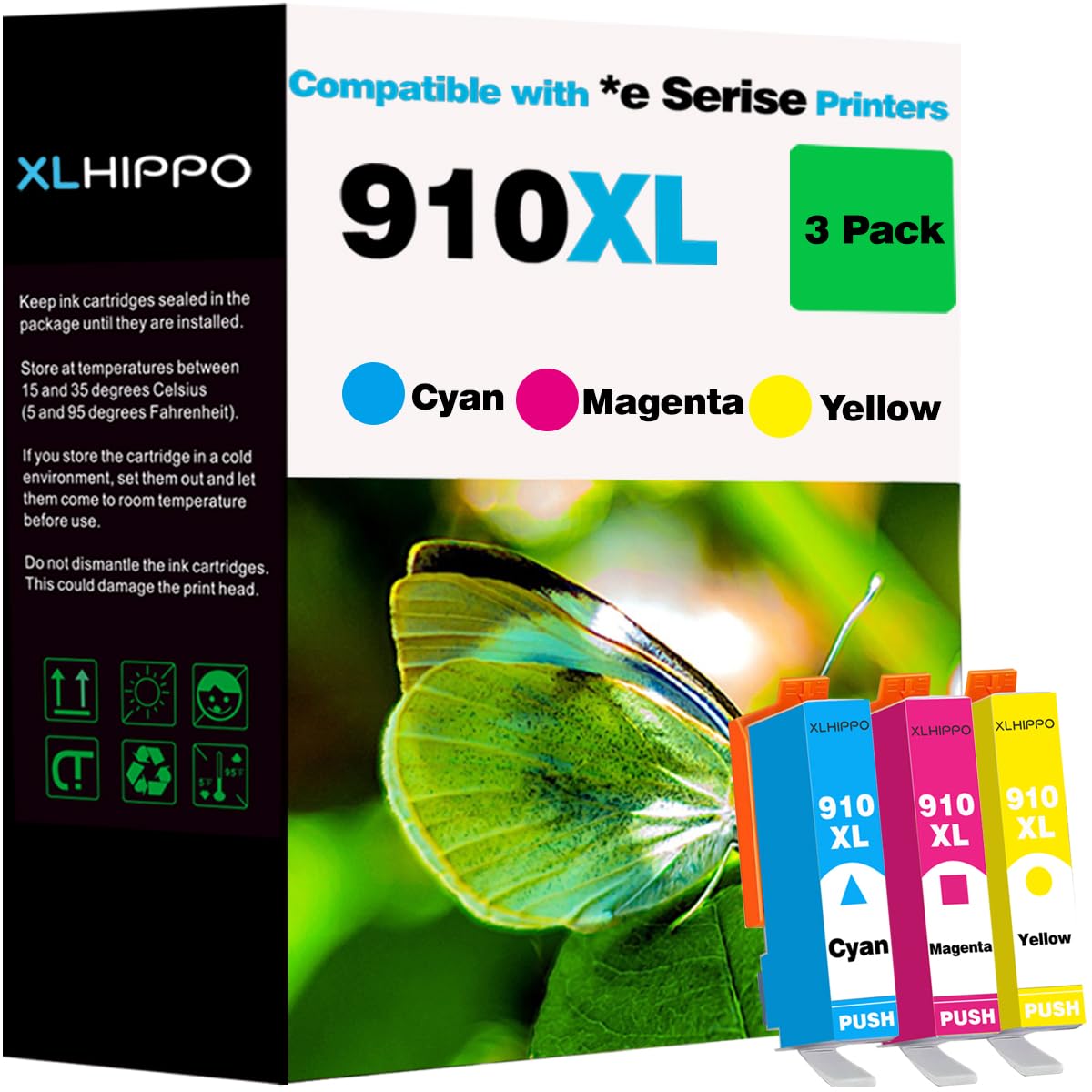 Photo 1 of 910 XL Color Combo Pack Replacement for HP 910XL 910 Cyan Magenta Yellow Ink Cartridges 3-Pack for HP OfficeJet 8015e 8010e 8022e 8010 OfficeJet Pro 8025e 8028e 8035e 8020e 8020 8025 8028 | 3YN97AN