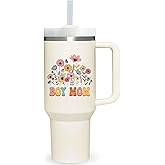 AMZUShome 40 oz Tumbler with Handle for Boymom.Mothers Day Tumbler Gifts for Boy Mom.Birthday Anniversary Christmas Boy Mom Gift.Boymom Cup Tumblers from Son.