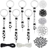 WEBEEDY 792 Pcs DIY Bead Keychain Making Kit 12 Sets Soccer Theme Key Chain Making Craft Letter Alphabet Bead Jewelry Key Ring Backpack Bag Charm Bracelet Accessories Party Favor Supplies Gift
