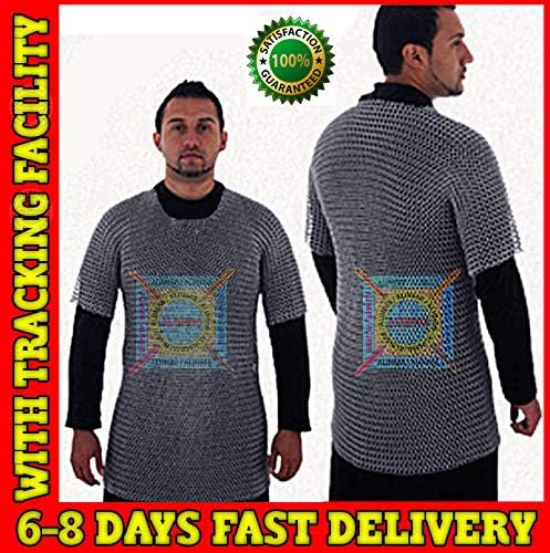 GLOBALEXPORTSHUB Aluminium Chainmail Shirt BUTTED Aluminum Chain Mail Haubergeon Medieval Armour