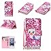 for iPod Touch 6 Case, Alkax Premium PU Leather Wallet Kickstand Magnet Flip Stand Protective Cover with Card ID Card Slots for Apple iPod Touch 5 6th Generation (2 Hot Pink Owl)