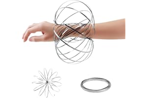 Rowphya Flow Ring Kinetic Spring Slinky Toy | Multi Sensory, Interactive, Educational 3D Shaped Arm Spinner Magic Rings, Bracelet, High Grade Single Strand 304 Stainless Steel, Unique Sensory Toy
