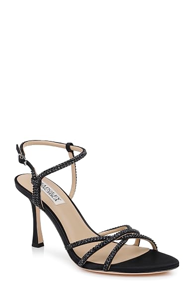 BADGLEY MISCHKA WOMEN’S JULIETTA HEELED SANDAL, BLACK, 9.5