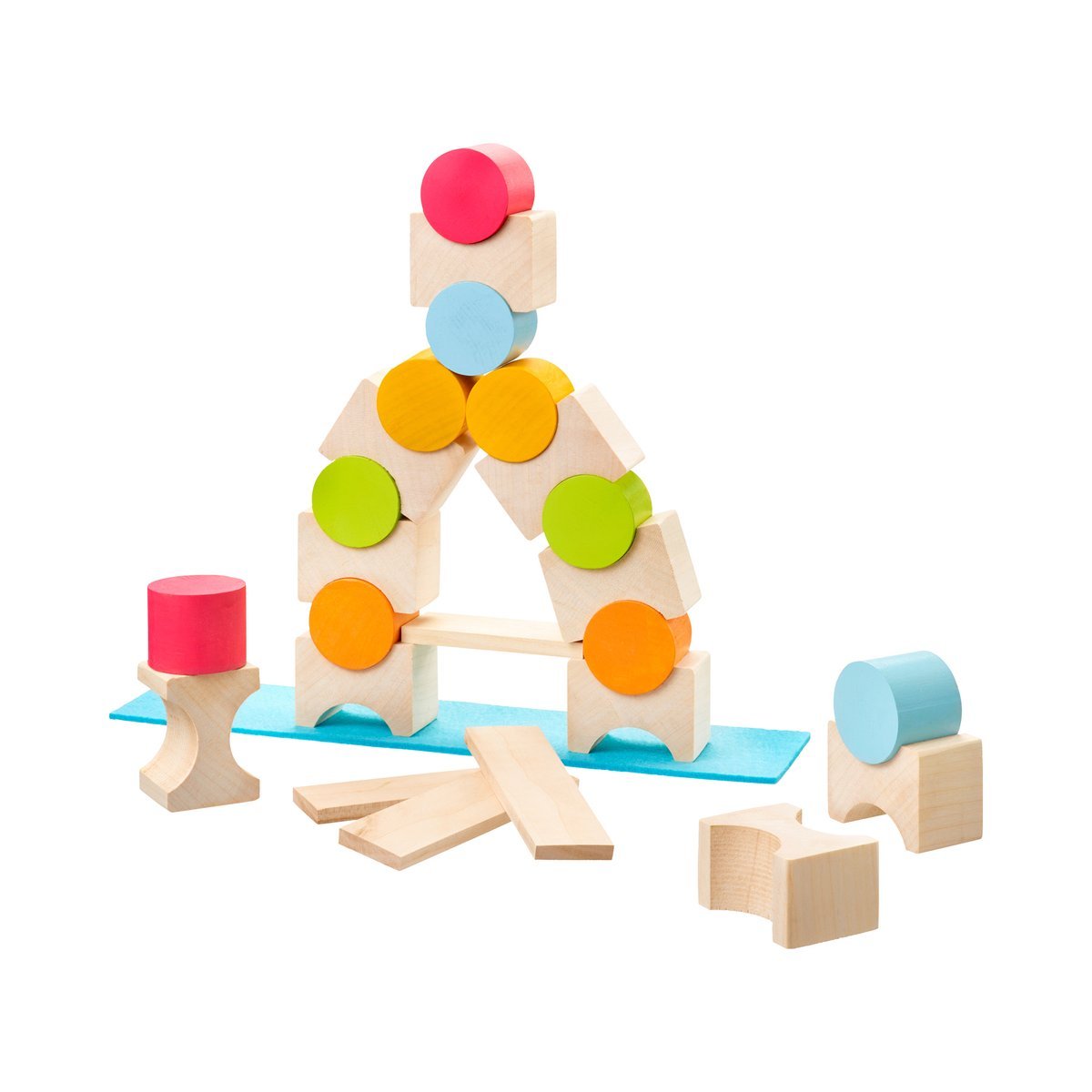 Selecta 62067 Coloro Wooden Building Blocks, 20 Pieces, Multi-Coloured