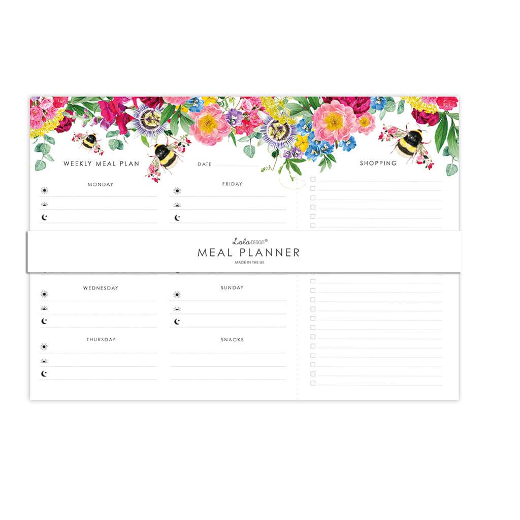 Bee - A4 Magnetic Weekly Meal Planner & Shopping List by Lola Design PAD-005