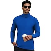 KGGEOO Men's Thermal Turtleneck Basic Layer Lightweight Pullover Sweater Long Sleeve Fleece Lined Athletic Warm Undershirt