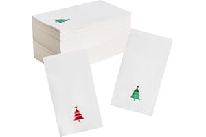 WINOO DESIGN 100 PK Christmas Paper Guest Napkins, Bulk Disposable Dinner Napkins Guest Towels Disposable Bathroom Christmas Tree Napkins Guest Hand Towel for Xmas Party Supplies