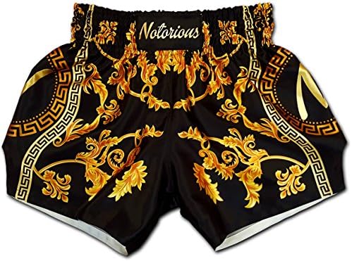 Muay Thai Boxing Shorts NOTORIOUS Gold Baroque Deluxe Versace Style XS-4XL