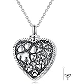 Shusukue Cremation Necklace for Ashes 925 Sterling Silver Pet Paw/Butterfly Memorial Cremation Keepsake Pendant Jewelry Women Keepsake Bereavement Gift