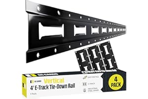 DC Cargo Mall E Track Vertical Tie Down Rail Kit 4' (2 Pack) for Garages, Vans, Trailers, Motorcycle Tie Downs, ATV Mountings - Secure Cargo & Heavy Loads Up to 2,000 lbs