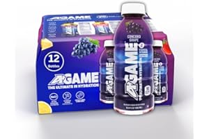 A-GAME THE ULTIMATE IN HYDRATION A-GAME Sports Drink, Concord Grape, The Ultimate Hydration Sports Beverage for Athletes, 8 Essential Vitamins including B, C, & E plus Natural Sea Salt Electrolytes, All Natural Flavors & Sweeteners, Gluten Free, 16 Fl Oz (Pack of 12)