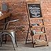 MyGift Rustic Burnt Wood Chalkboard Easel with 3-Tiered Display Shelves