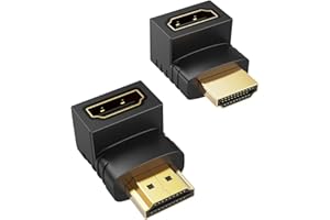 HDMI Adapter Male to Female, 2-Pack 90 and 270 Degree Upward Angle Converter for Wall TV, Roku, PS5, Fire Stick, Chromecast, 