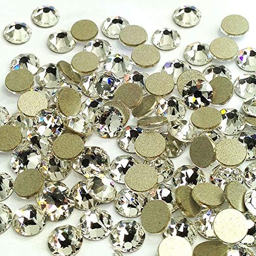 LWCUS 288pcs Crystal Clear Swarovski-Grade No-Hotfix Non-self-Adhesive Flat Back Round Diamante Gem Rhinestones for DIY Crafts Decorating (5mm)