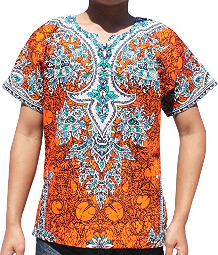 RaanPahMuang Unisex Dashiki Shirt African Freedom Short Sleeve Vibrant Colors