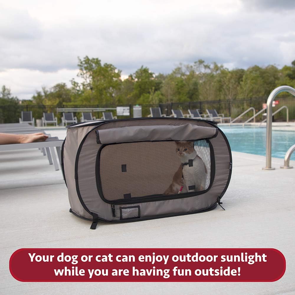 SportPet Designs Large Pop Open Kennel, Portable Cat Cage Kennel, Waterproof Pet bed, Carrier Collection : Pet Supplies