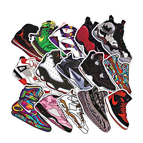 Yubbaex AJ Sneaker Stickers 100 Pcs Jordan Laptop Stickers Pack Cool Vinyl Waterproof Sticker for Pad MacBook Car Snowboard Bicycle Luggage Decal (AJ Sneakers 100 Pcs)