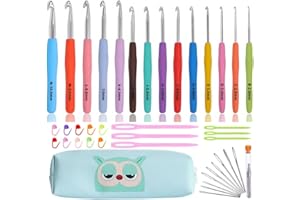 ZICALSO Crochet Hook Set,14 Sizes Crochet Hooks for Arthritic Hands,Crochet Hooks Ergonomic Soft Grip with Case,Crochet Needles(Size B-Size N)