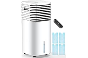 TEMEIKE 4-IN-1 Portable Air Conditioners, Evaporative Air Cooler w/ 4 Modes & 3 Speeds, 15H Timer for Smart Auto-off, 2-Gal Tank for 20H Cooling,17FT Remote,No Hose Needed,120°Oscillating Swamp Cooler